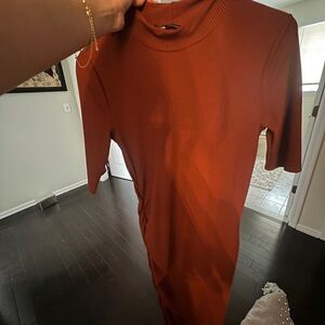 Zara Rust Orange Ribbed Dress never worn